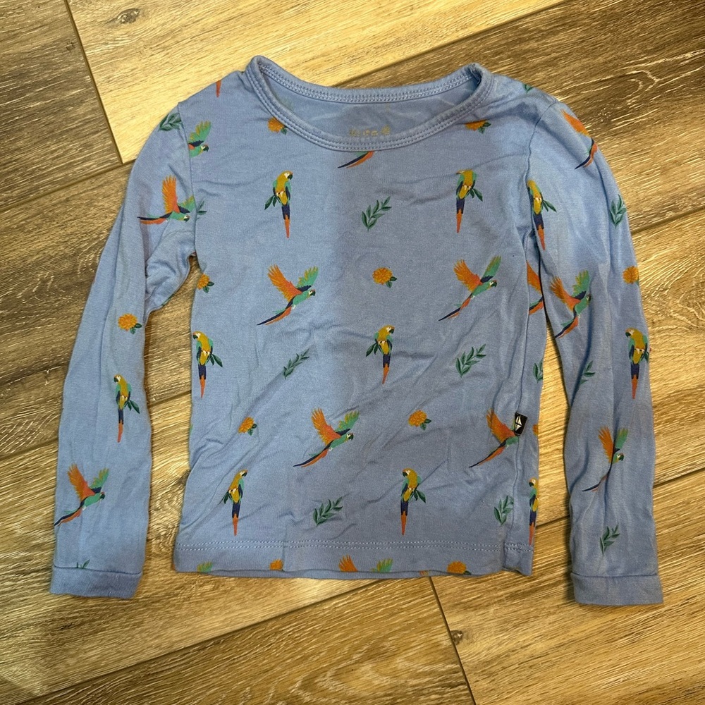 Kyte BABY Parrot Print Long Sleeve Shirt - Blue